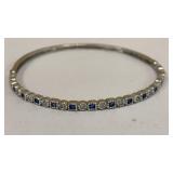 Sterling bangle w/ clear & blue stones