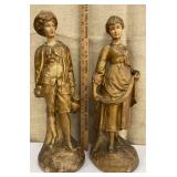Pair of French chalkware figures - some damage