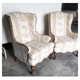 Pair wing back queen Anne chairs