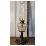 Beautiful P&A cast iron base oil lamp