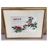 Chinese birds on blossom silk embroidery approx