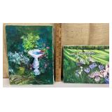 Pair of pretty artist signed floral paintings on