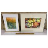 Pair of pretty framed spring/autumn watercolors