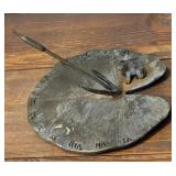 Brass lily pad with Frog sundial