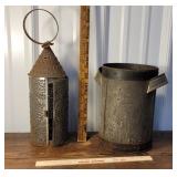 Early pierced tin candle light & pierced tin