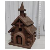 Chunky log Church birdhouse
