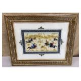 Vintage hand painted Persian hunting scene approx