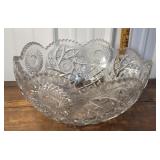 Huge glass punch bowl - chip on base