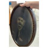 Early framed pencil sketch(?) of a man - approx