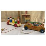 2 childs pull toys & an abacus