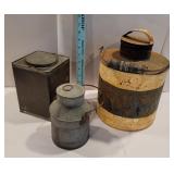 2 cream cans, Vaseline tin