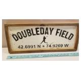 Wooden barn board sign - Doubleday Field, not