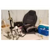 Mixed silverware, lamp base, foot bath, hot car