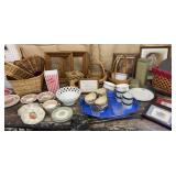 Baskets, frames, mixed China etc