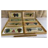 8 framed wine labels