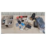 Tool tote, rubber gloves, hardware