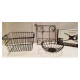 Wire baskets, a TV wall mount,