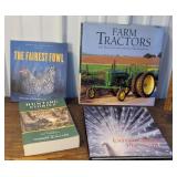 4 books - farm tractors, hunting, fowl, and