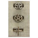 3 sterling rings - all a bit warped