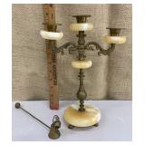 Marble candleabra w/ brass snuff