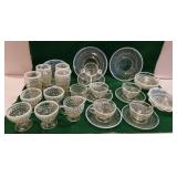 Moonstone hobnail partial sets of dishes, creamer