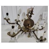 Brass hanging light with glass prisms