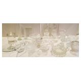 Lg lot of clear glassware, candle holders, vases
