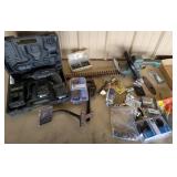 Hardware, drill, hedge clippers, buggy step