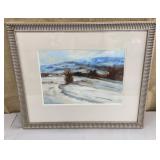 Artist signed painting - winter scene approx