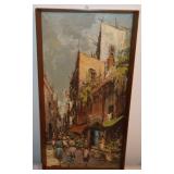 Mid Century Danish Modern Oil on Canvas Painting