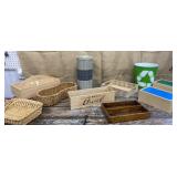 Clear tub of baskets, totes, & boxes