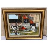 H. Hargrove signed painting on canvas - putting