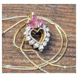 14k gold chain & 14kp heart pendant