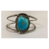 Cuff bracelet w/ turquoise - tested sterling