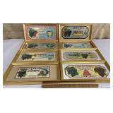 8 framed wine labels