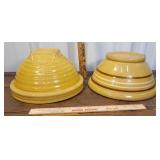 2 early yellow ware batter bowls - cracks