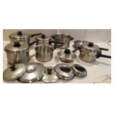 Partial set of lifetime pots and pans with lids