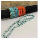 Pretty beaded fashion bracelets & necklace -
