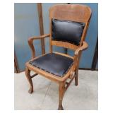 Claw foot oak arm chair