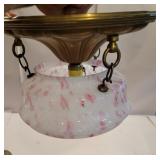 Brass pink and white hanging light