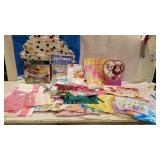 Party supplies, candles, tablecloths, streamers,