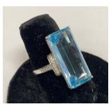Sterling cocktail ring w/ pretty blue stone