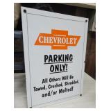 Porcelain sign - Chevy parking only