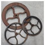 3 cast iron wheels