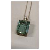 Sterling chain & pendant w/ aqua colored stone