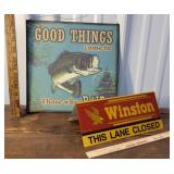 2 signs - fishing & tobacco