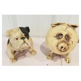 Heavy Chalk Dog & piggy bank -  not perfect