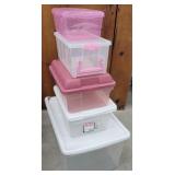 5 plastic bins incl little organizers