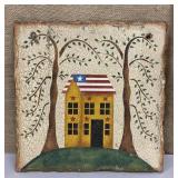 Country farmhouse painting on slate approx