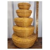 Set of old sewing baskets W/contents